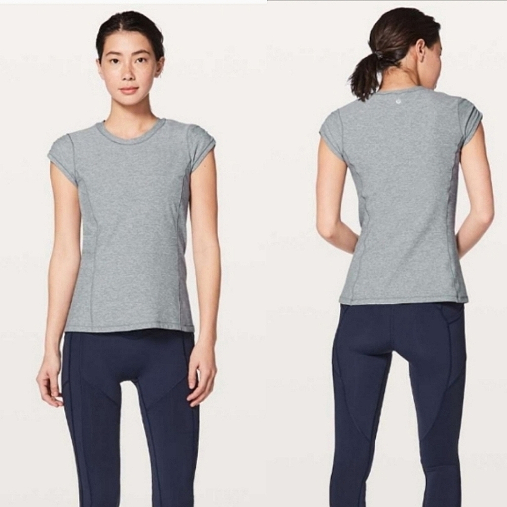 Lululemon Time To Sweat Short Sleeve in Heathered Magnet Grey Size 6